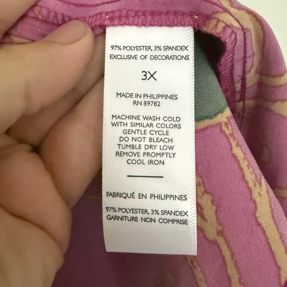 NWT N Natori Womens Fusia Floral Print 3/4 Sleeves Size 3X - Picture 5 of 6